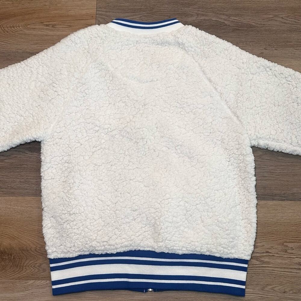 New Era New York Giants Cream Athletic Sherpa Full-Zip Bomber Jacket Women’s Med - Picture 13 of 13